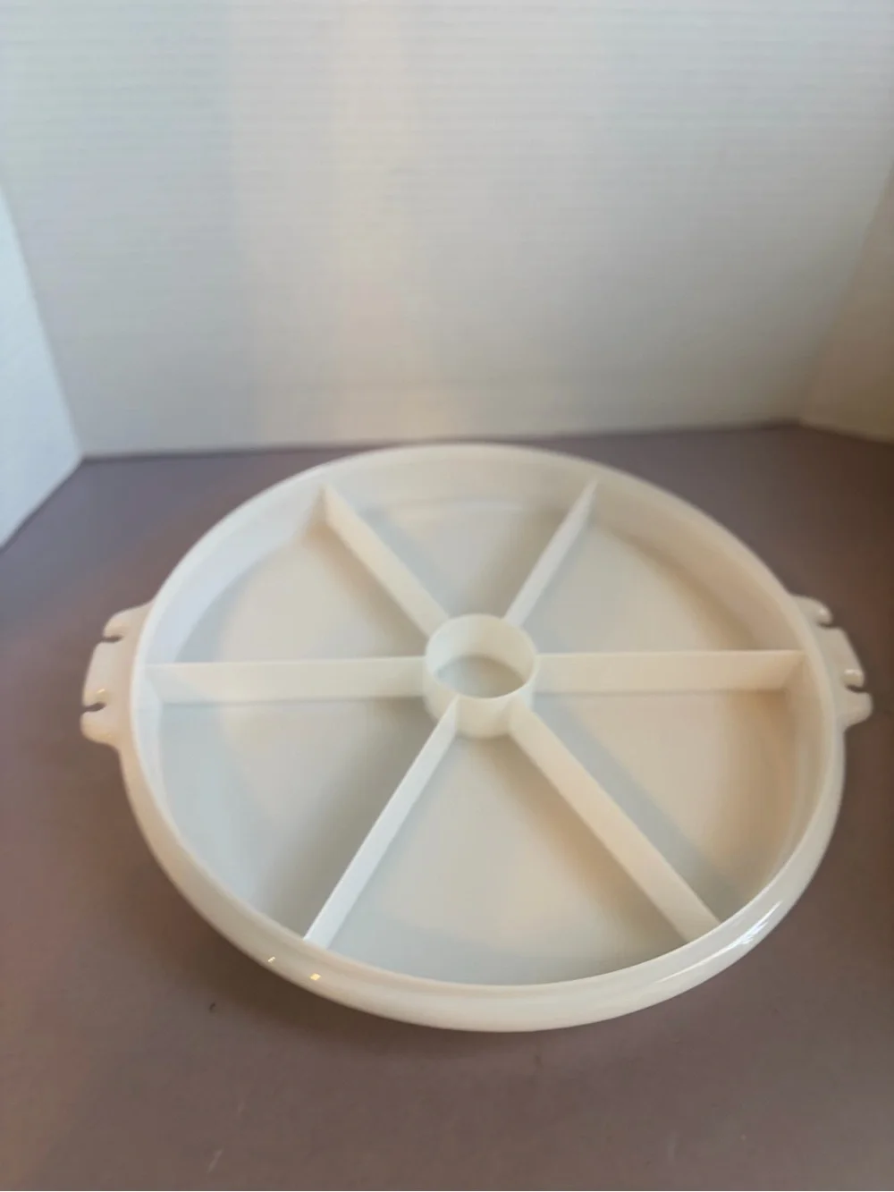 Vintage Tupperware Round Divided Serving Tray with Lid